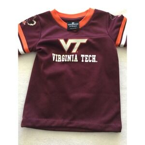 Virginia Tech Hokies InfantBabyJersey Shirt VT Orange Collar Sleeves 6 12 Months